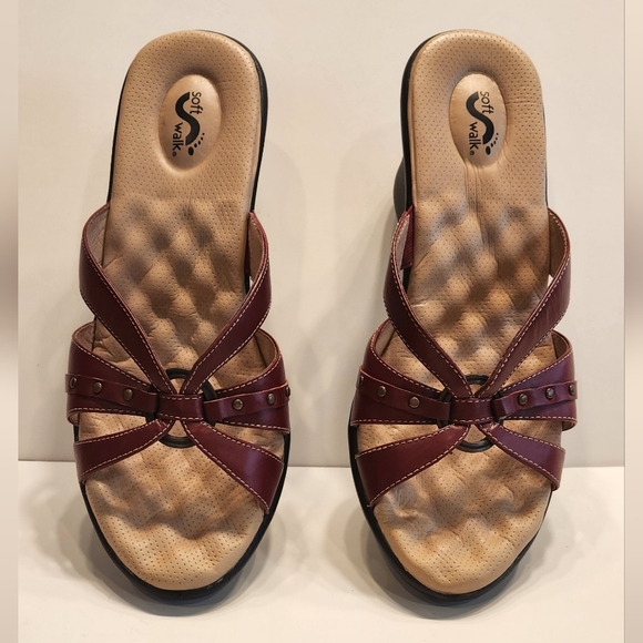 SoftWalk Leather Upper High (3-in) Heel Height Sandals, Women's 10.5 Wide - Picture 2 of 8